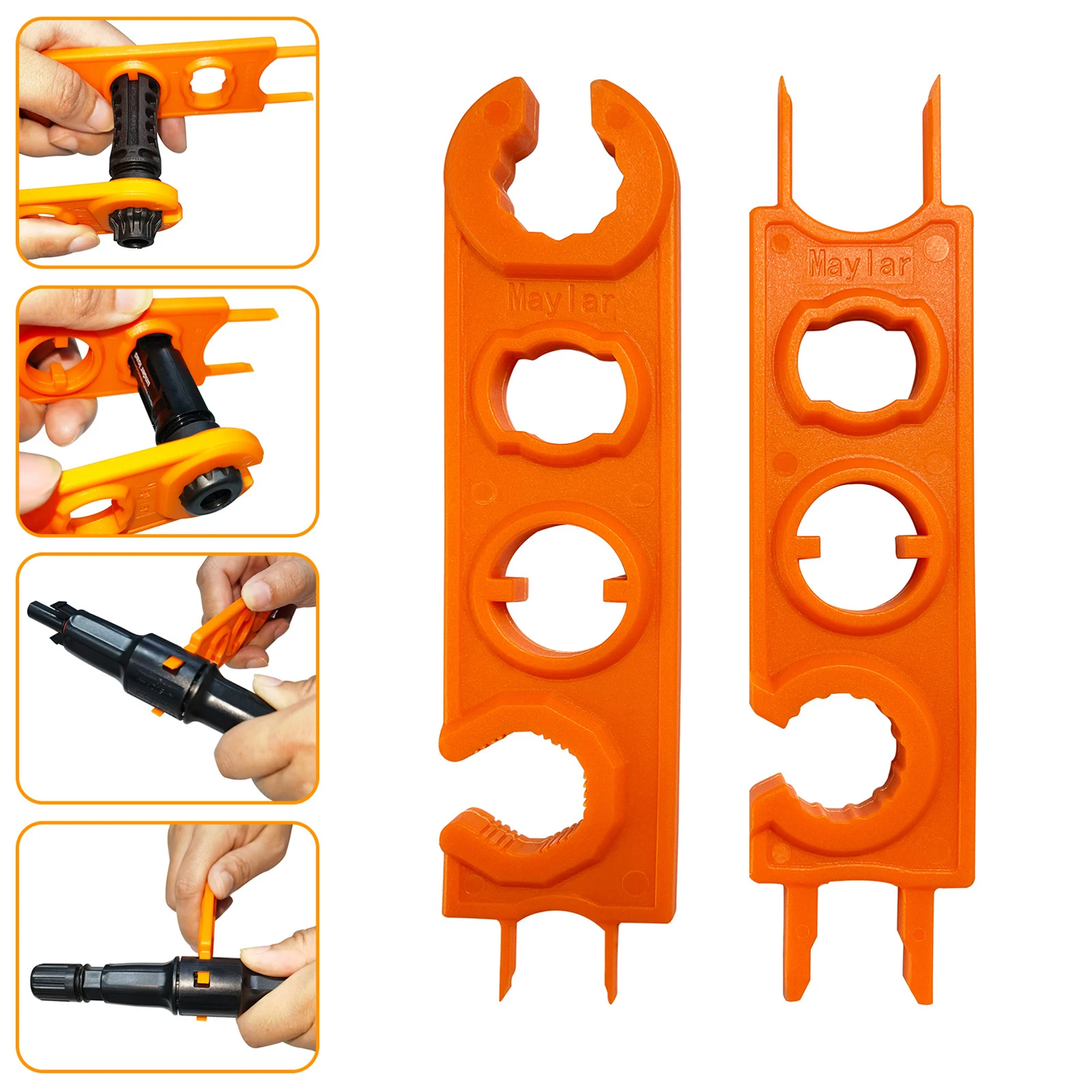 1 Pair Solar Spanner Wrench Assembly Panel PV Disconnect Removal Connector Tool Orange Solar Connector Wrench