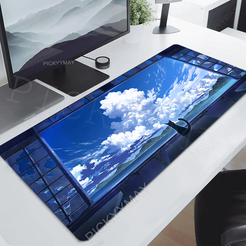 Gamer de Borracha Natural Mousepad Mouse Pad Sky Clouds Tapete de Rato Grande Anime Deskpad para Laptop pc Desk Mats Art Mousepad 100x50cm - Imagem 2