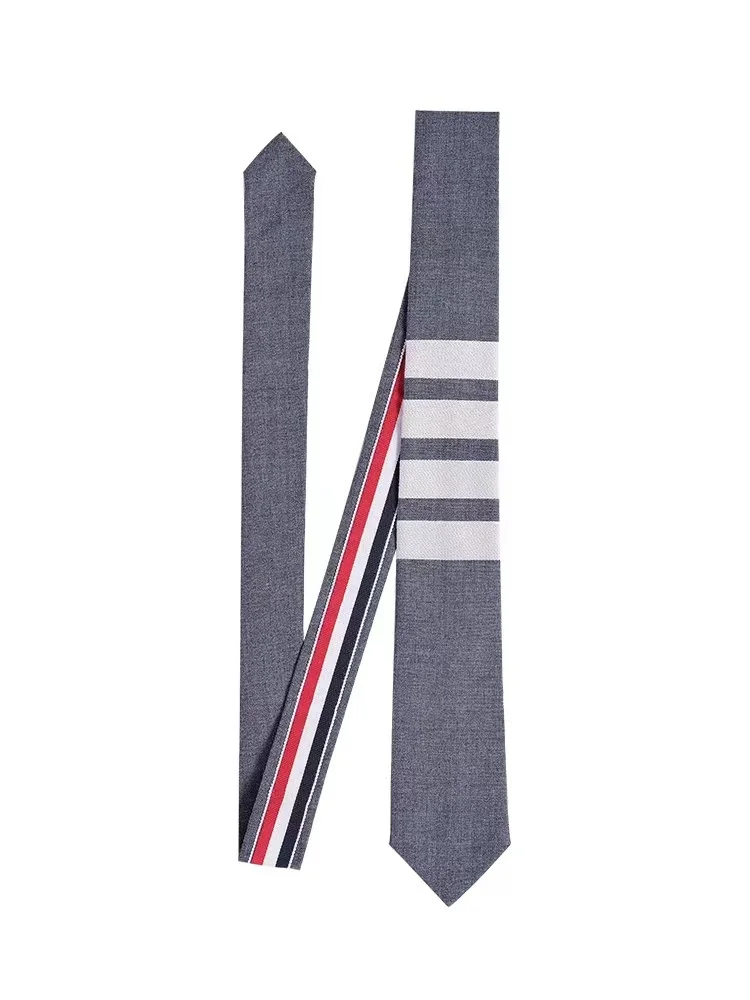 

Мужской классический галстук TB THOM, шерстяной галстук, роскошный брендовый тканый галстук, 4 бара, полосатый деловой, Свадебный мужской подарок, оптовая продажа галстуков TB