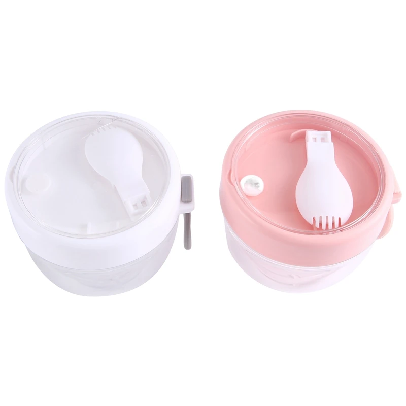 

Overnight Oat Containers With Lid And Spoons 2PCS, 20Oz Portable Plastic Yogurt Jars,Leak-Proof Dessert Cups