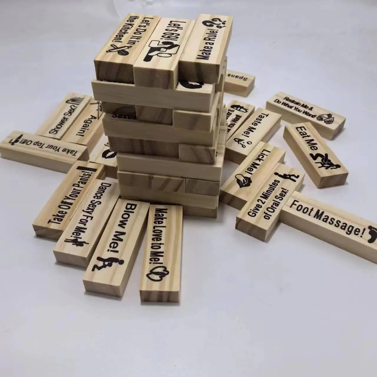 Sex Block Game For Adults Sex Toys Valentine Tumbling Tower Stacking Games Wooden Block For Couples Erotica Party SM 48Pcs Sex Party Toys Erotic Sex Toy Sex Card Game Stacking Blocks Game