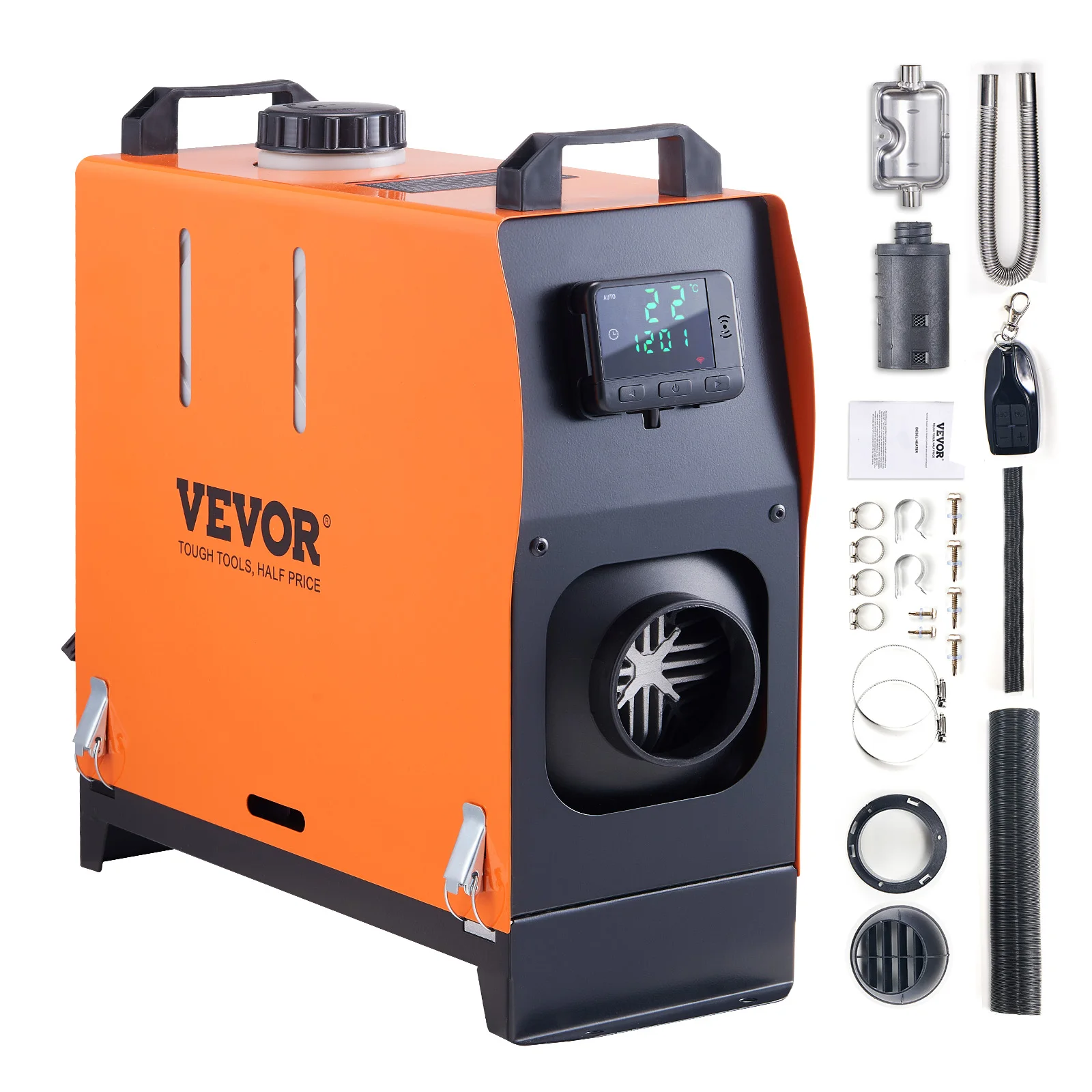 VEVOR 8KW Diesel Air Heater – LCD Panel, Remote Control, Portable Parking Heater