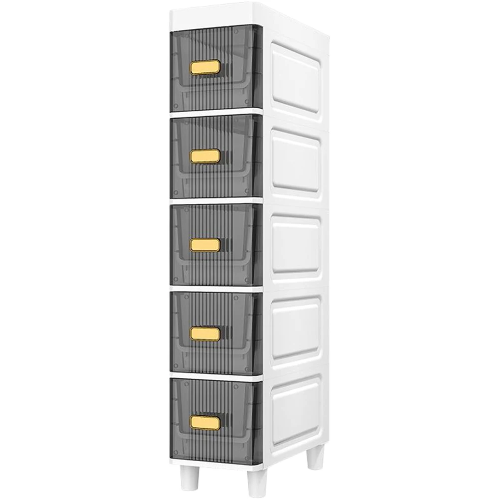 Bathroom Storage Cabinet 4/5 Tier Waterproof Toilet Paper Storage Cabinet Narrow Organizer Rack Shelves Restroom