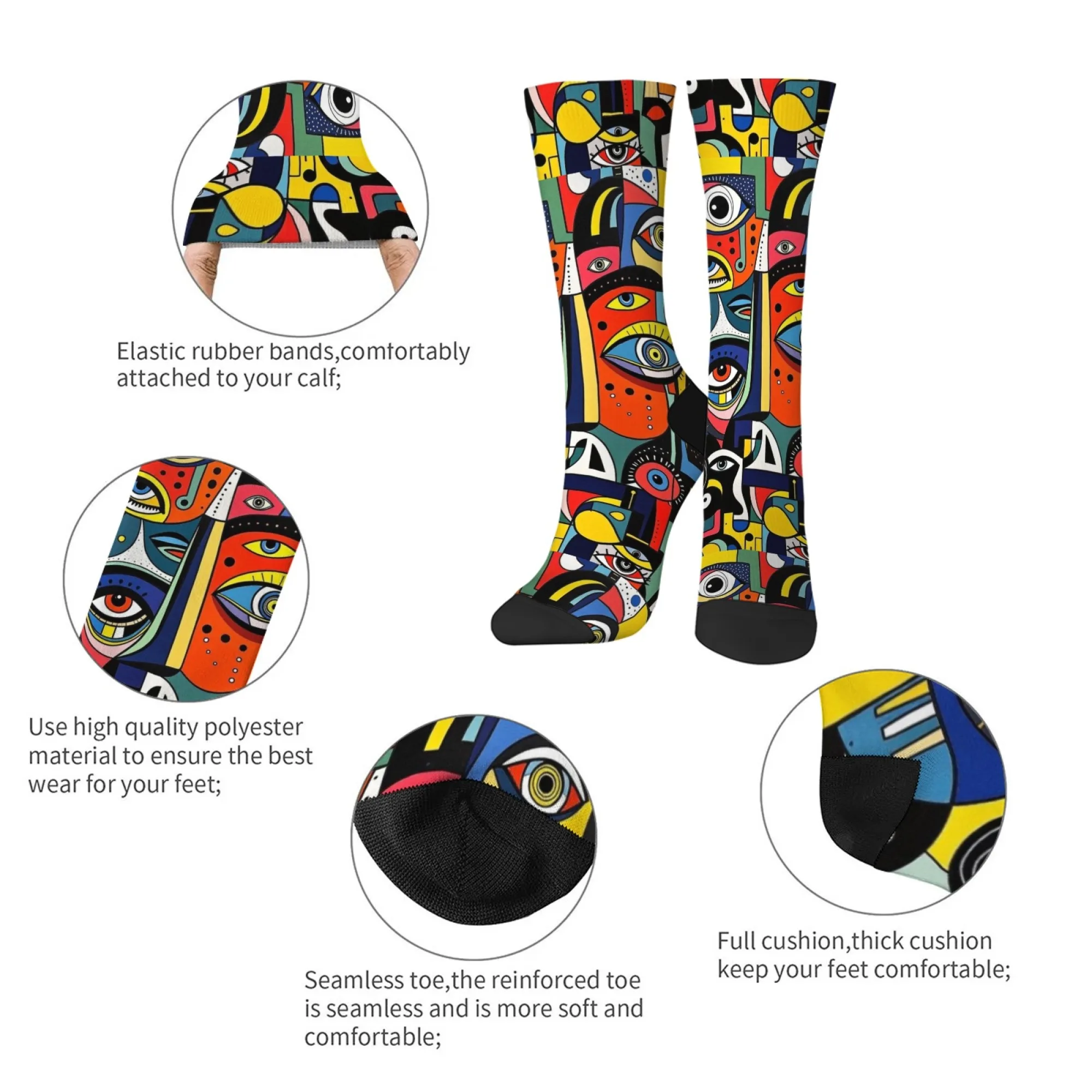 Geometric Pop Art Men's Casual Socks - Comfortable, Breathable, Non-Slip, Warm, Fun & Novelty Design