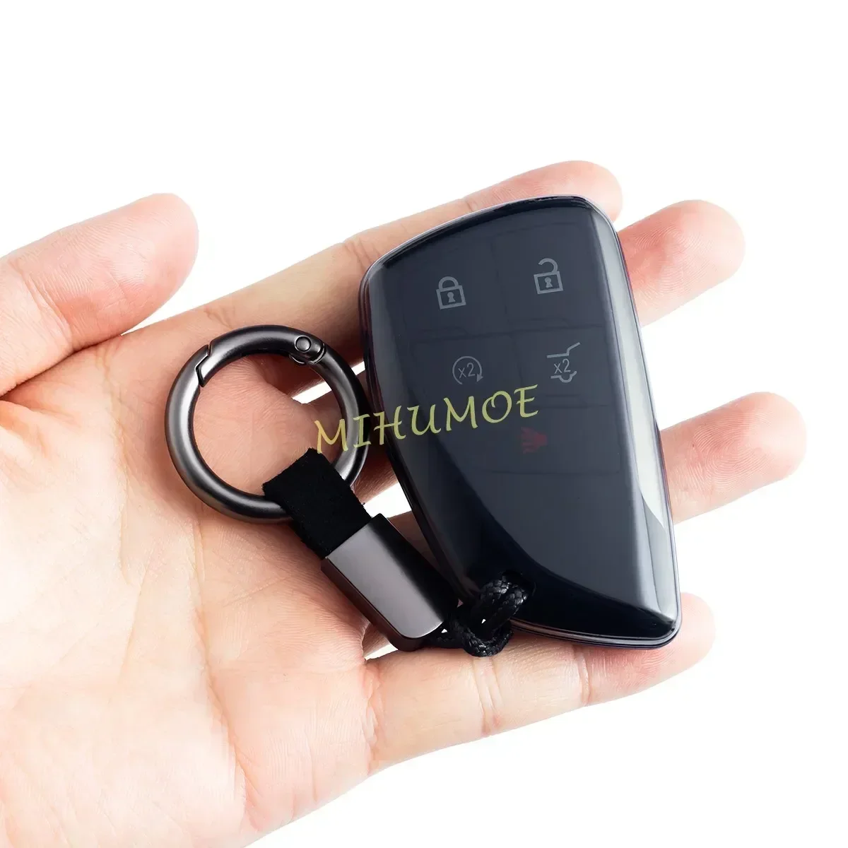 Black Transparent Smart Car Key Fob Case Cover with Keychain