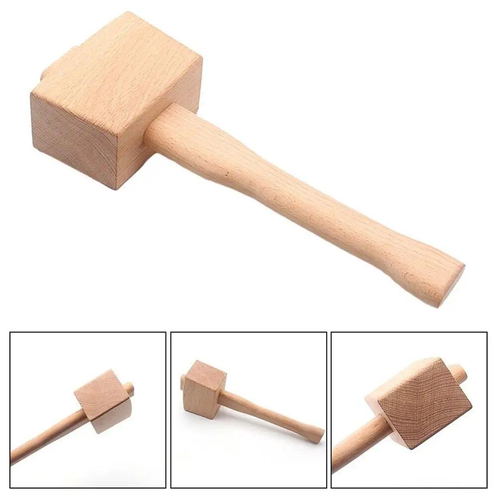DIY Leather Beech Solid Woodworking Mallet Carpenter Woodworking Hammer Wood Head Hammer Hand Operated Tools 3