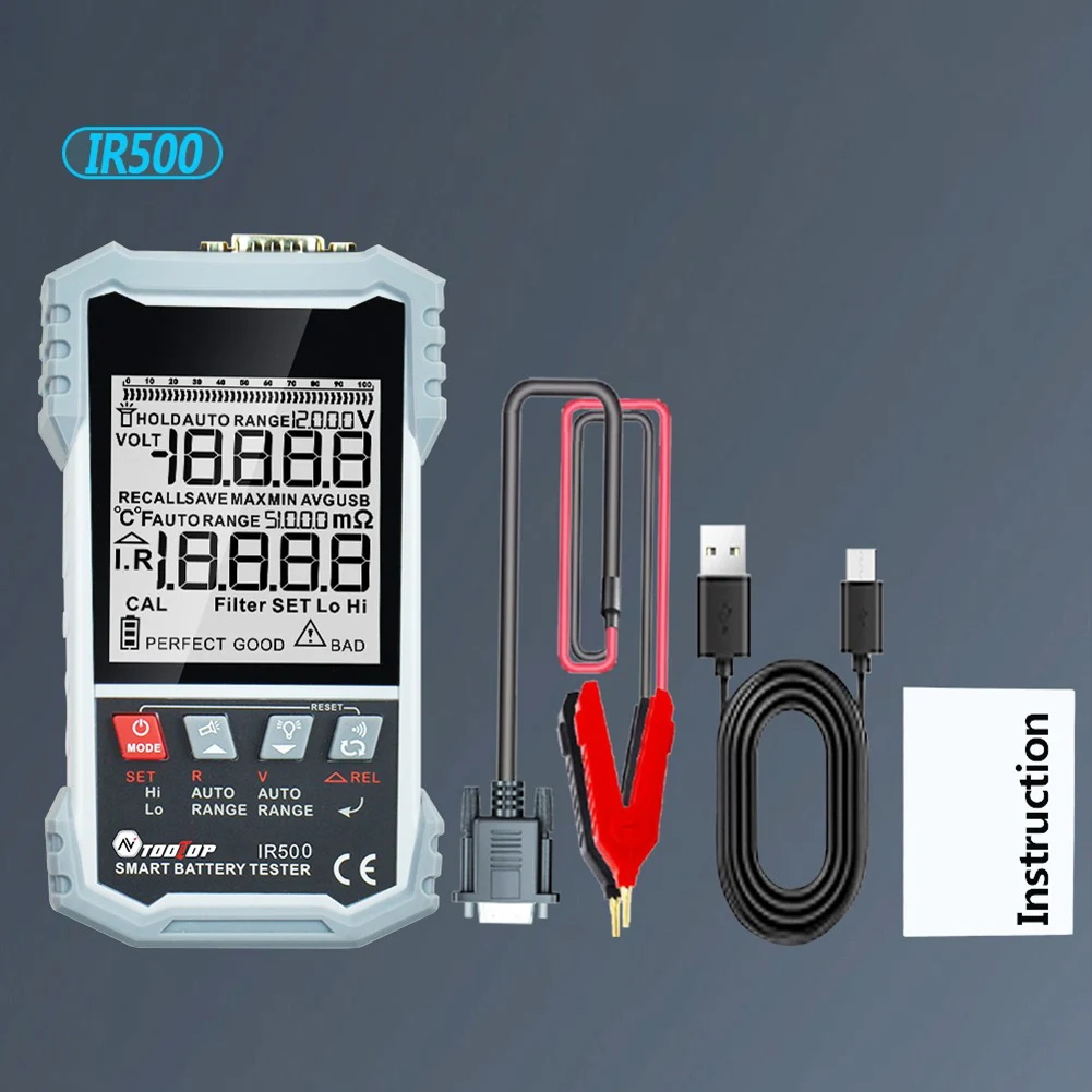 

Universal Battery Tester with LCD Display Battery Internal Resistance Voltage Checker Tester Self-Calibration Filtering Auto Off