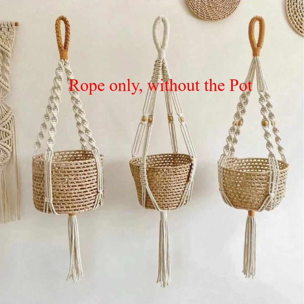 Elegant Handcrafted Macrame Plant Hanger - Boho Cotton Rope Planter Holder
