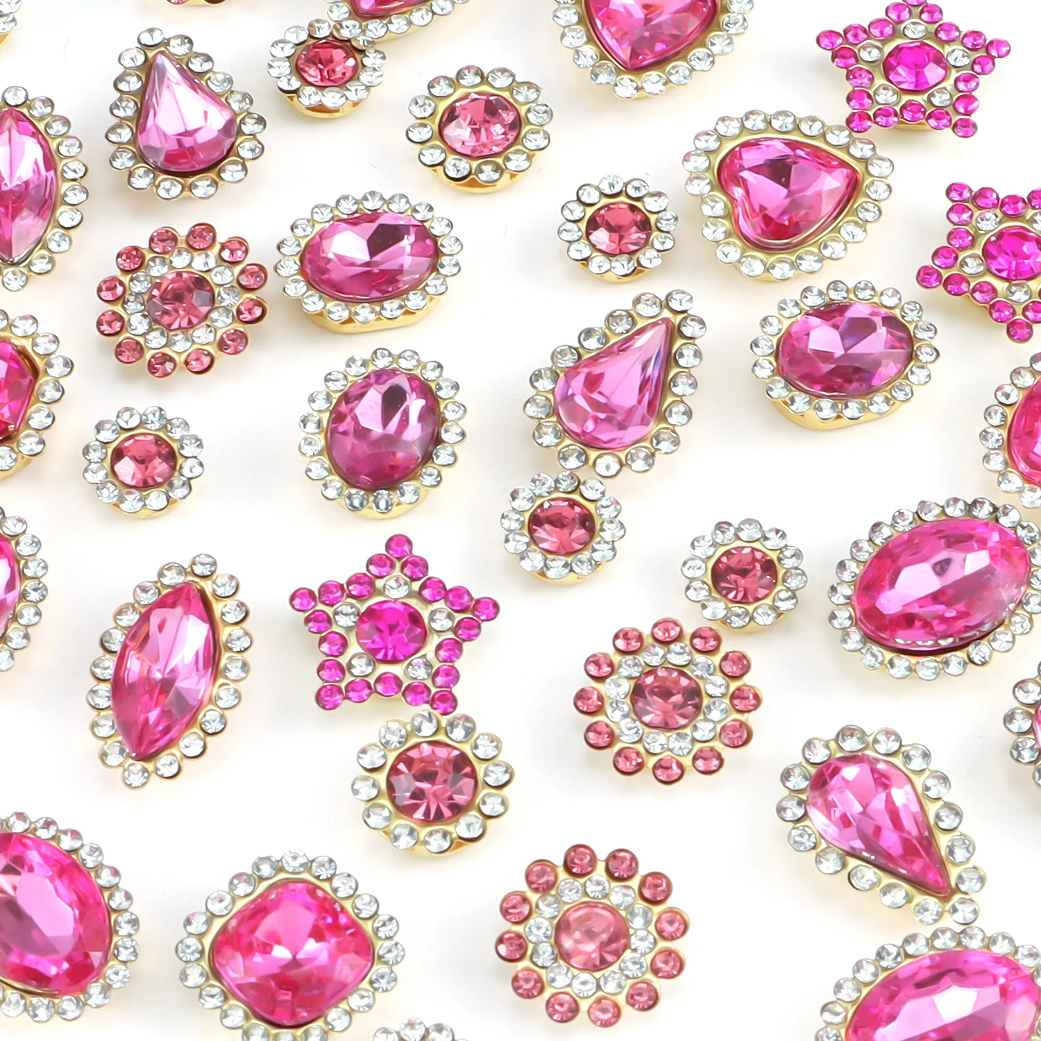 50pcs/lot Silver Claw Setting Glass Rhinestone Mixed Shape Sew On Crystal Stone Diamond for Wedding Dress Shoes Bags DIY Trim