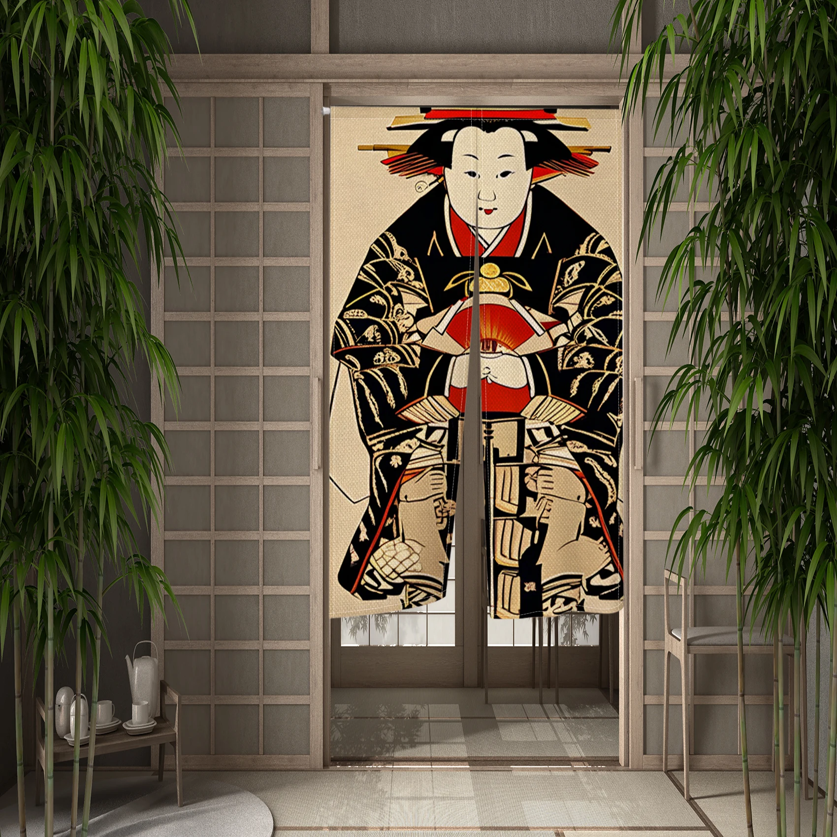 Beautiful Woman Pattern Japanese Door Curtain Showa Beautiful Woman Bedroom Bathroom Semi-Split Private Partition Fabric Curtain 2