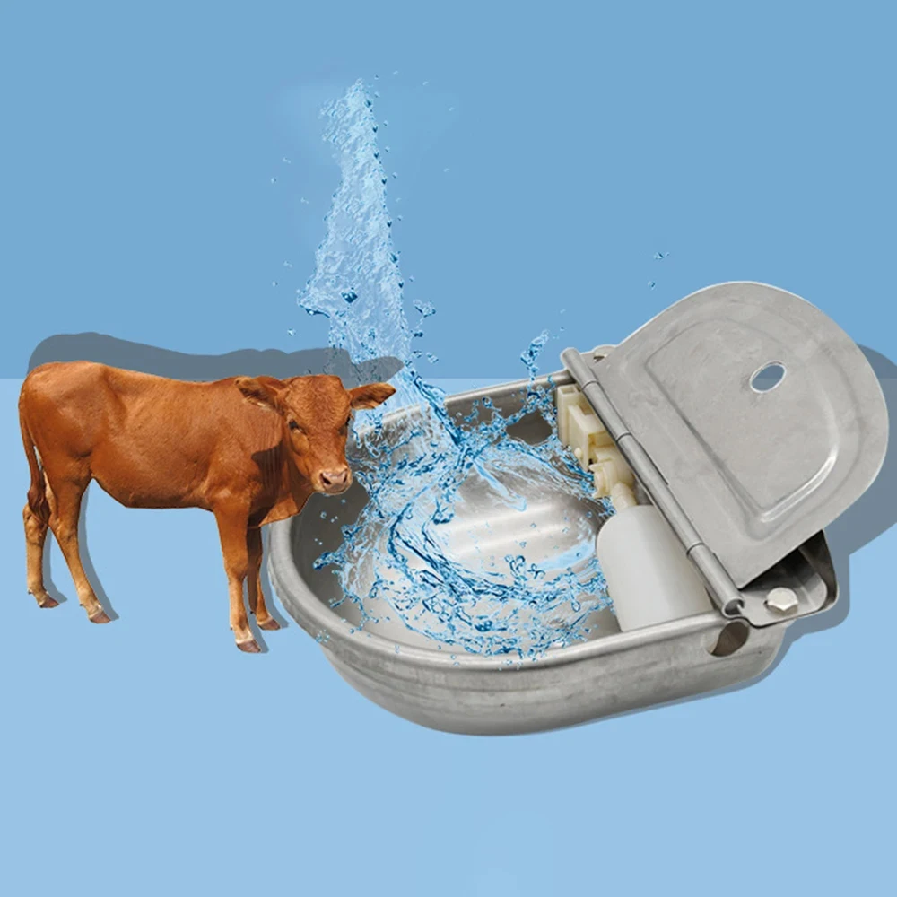 

304 Stainless Steel With Drain Hole Drink Automatic Float Farming Trough Horse Cow Water Bowl Supplies Sheep Dog Pet Goat Cattle