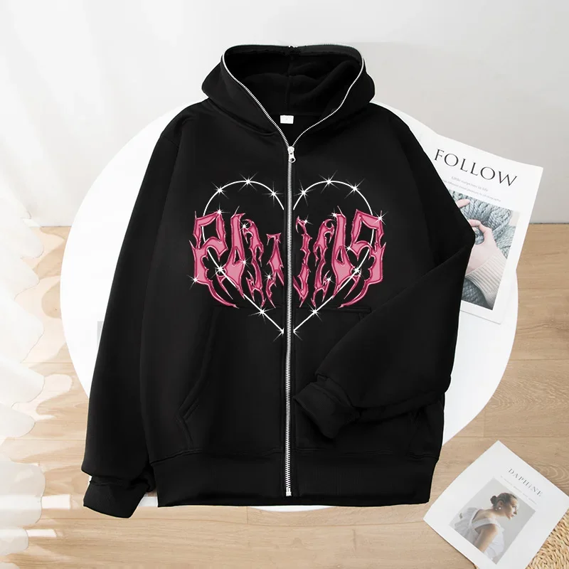 Zipper Hoodie with Design Sense, Small and Popular Spicy Girl Open Coat, Street Trendy Casual Coat, 2024 3
