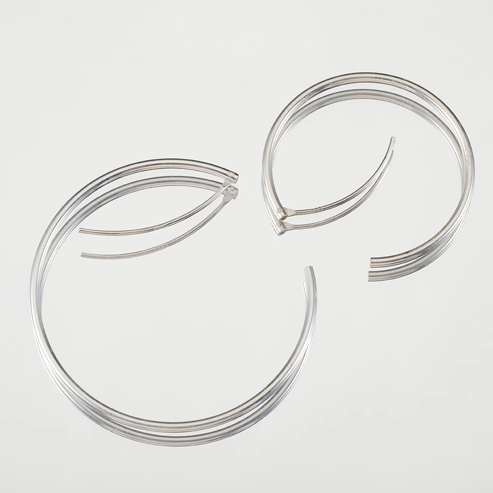

1 Pcs 925 Sterling Silver Open Earrings Loop Hoop 3 4 5 6cm Circle Based Ring Earring for Jewelry Making DIY Component Wholesale