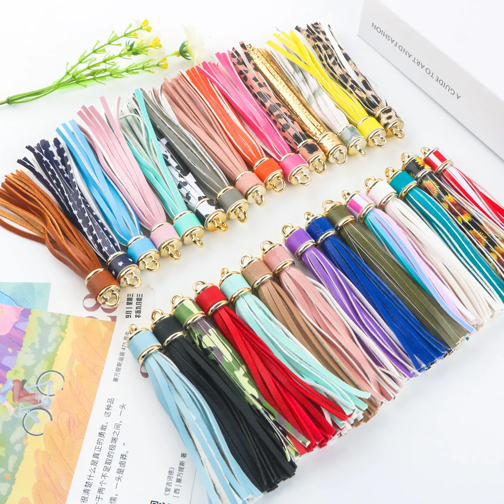 4pcs 85mm Leather Tassel Key Chain Hand Bag Hanging Pendant Ornaments Gift Keyring Jewelry Diy Decoration Bag Tassel Accessories