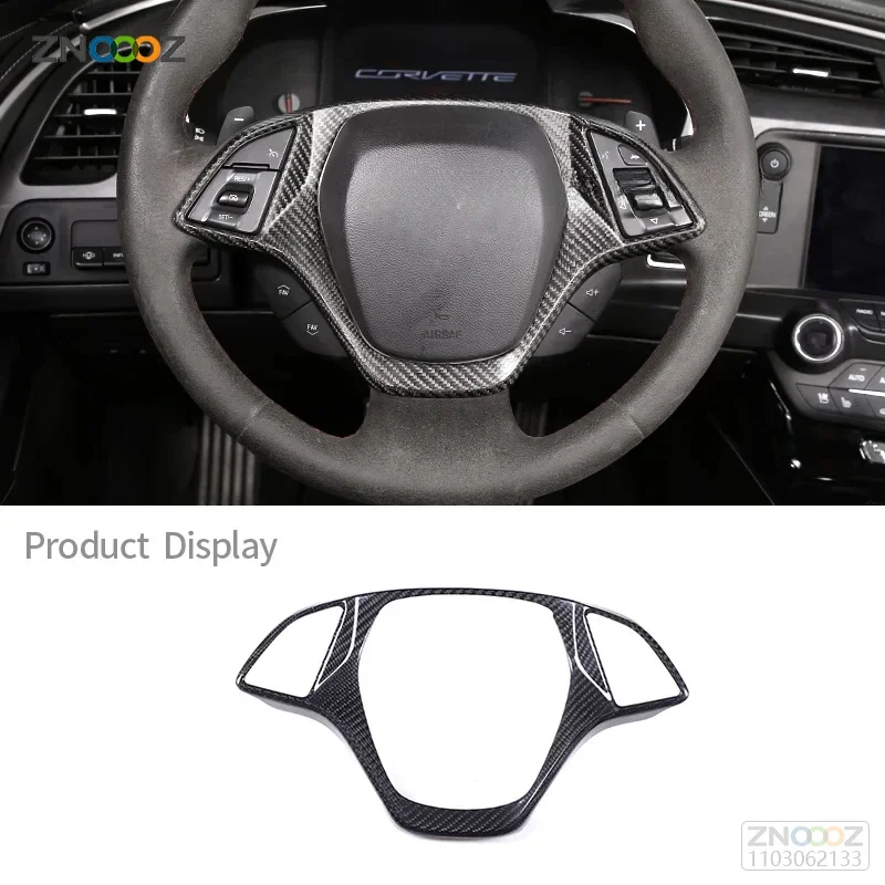 

Steering Wheel Decorative Panel Frame Cover for Chevrolet Corvette C7 2014-2019 Real Carbon Fiber Trim Car Interior Accessories