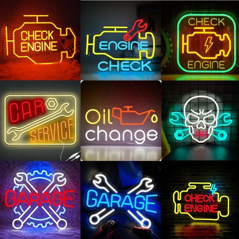 Check Engine Light Neon Signs for Wall Decor,LED Garage Neon Lights ...