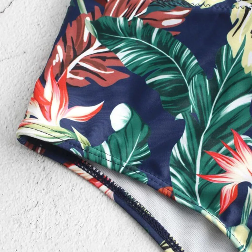 여성용 비키니 세트, 섹시한 십자형 등 잎 프린트, 하이 웨이스트, 여성용 투피스 수영복, 비치웨어, 2 개 세트