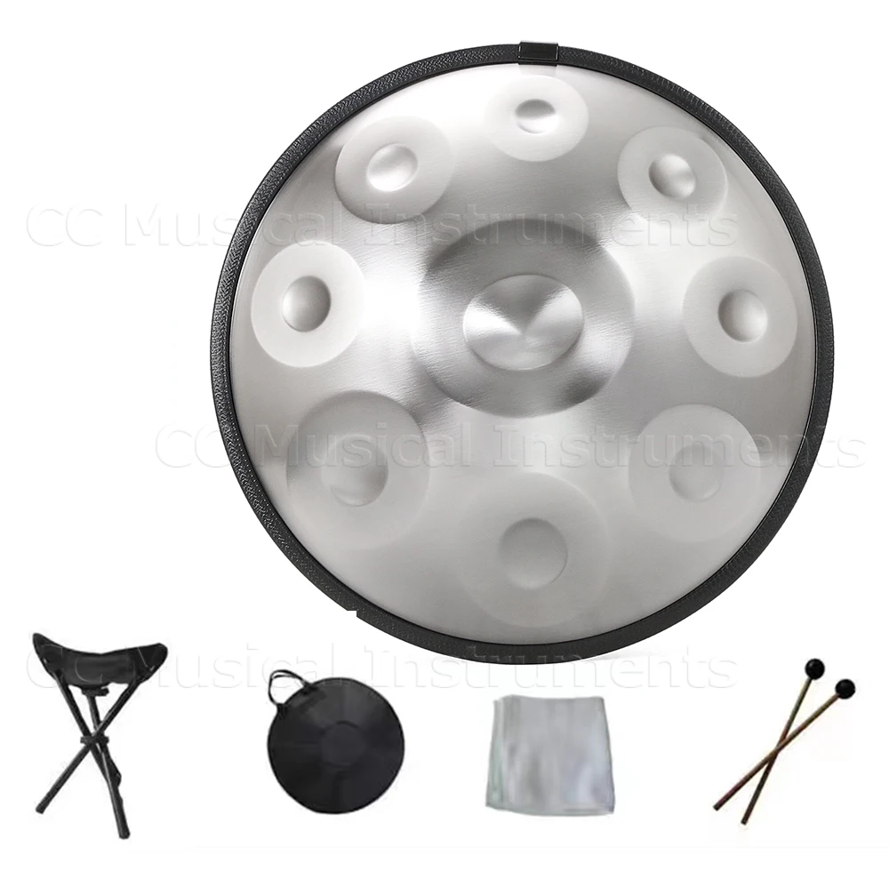 18 inch 9 tone G minor 440hz handpan drum steel tongue drum meditation instrument beginner Taber Yoga learning instrument gift