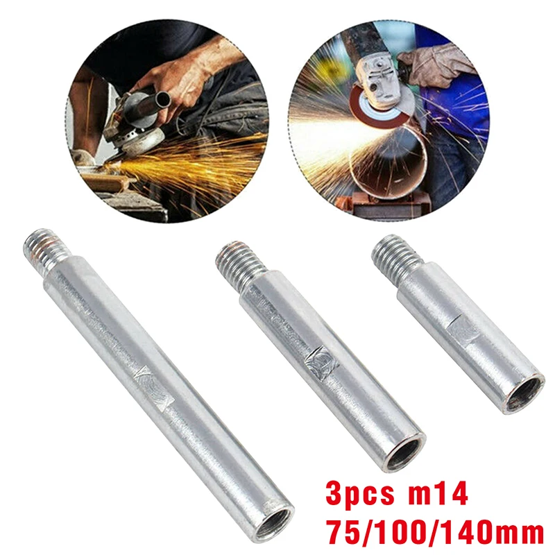 

1/3pcs 75/100/140mm Angle Grinder Extension Connecting Rod M14 Thread Adapter Rod for Rotary Polishing Pad Grinding Connection