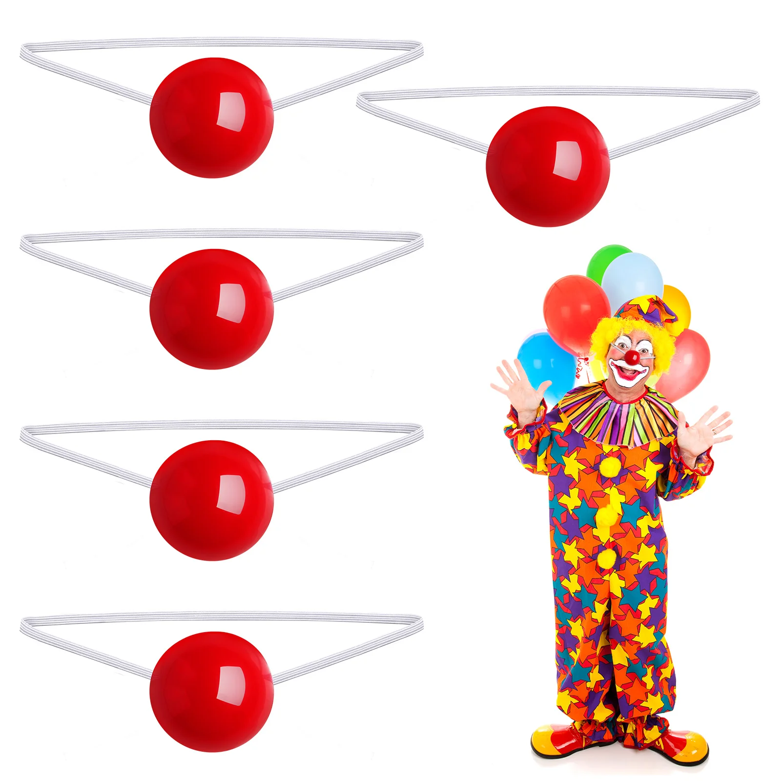 

5pcs Glowing Red Nose Clown Nose Dress-up Props Stage Performance Props for Christmas Halloween Party