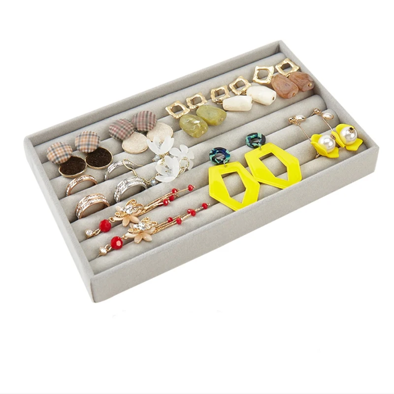Suede Ring Tray Velvet Jewelry Display Organizer | Multi-Compartment Jewelry Packaging ... - SKU JDO00844 - UGI Packaging