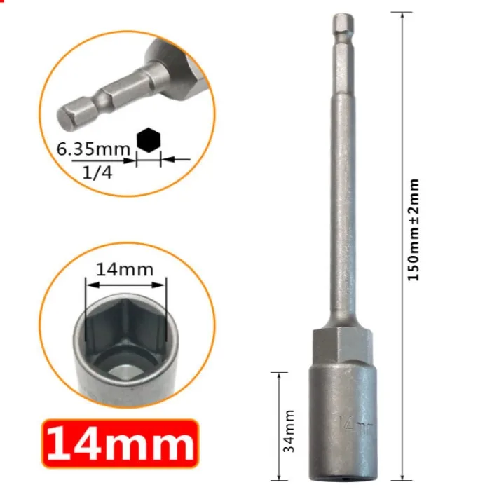 Pistolenbohrer Steckschlüssel Zimmerei 150 mm 1 Stück Adapter Chrom-Vanadium-Stahl Sechskantmutter Elektroschrauber – Detail 18