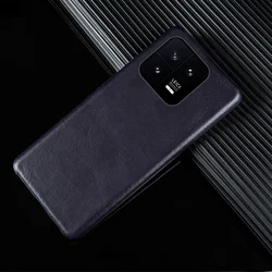 Handcrafted Genuine Leather Phone Case with Oil Wax Finish for POCO X7 (Blue Grey 5210)