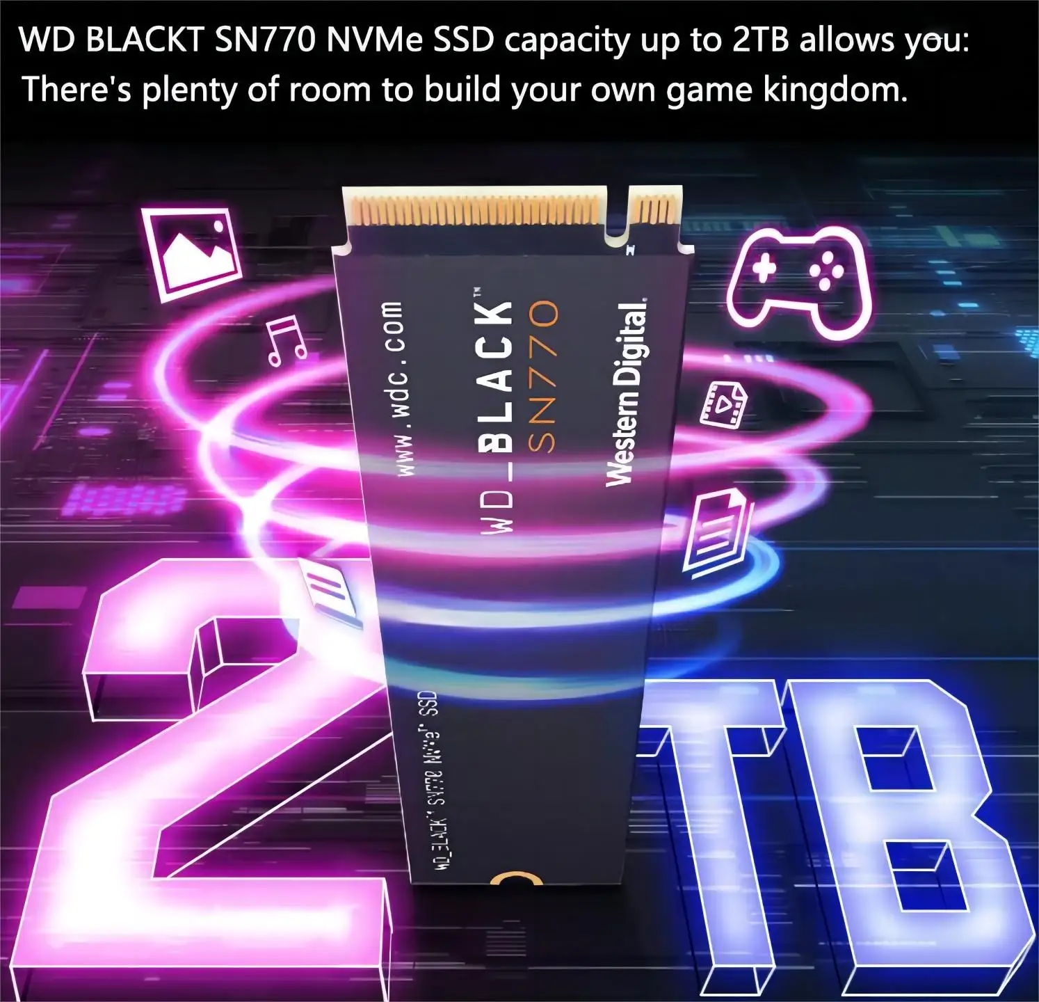 PC Ʈ ̹ ϵ ̺  ̹ ָ Ʈ ̺,  WD SN770 NVMe SSD 500G, 1TB, 2TB, Gen4 PCIe M.2, 3 DNND