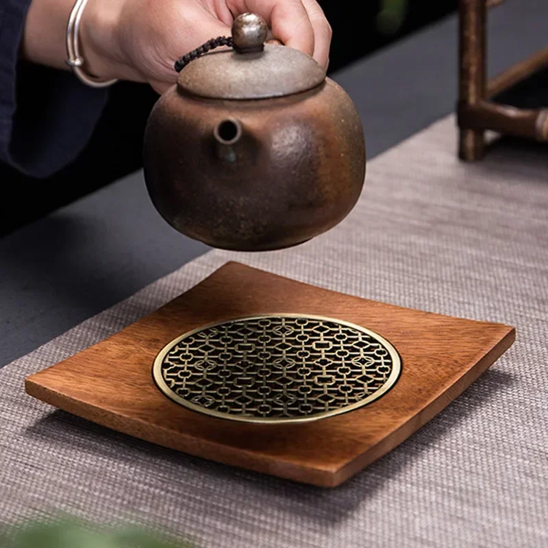 Wood Teapot Mat for Tea Ceremony Household Pot Holder Coaster Zero Matching Teapot Support Kung Fu Tea Set Accessories wood teapot mat