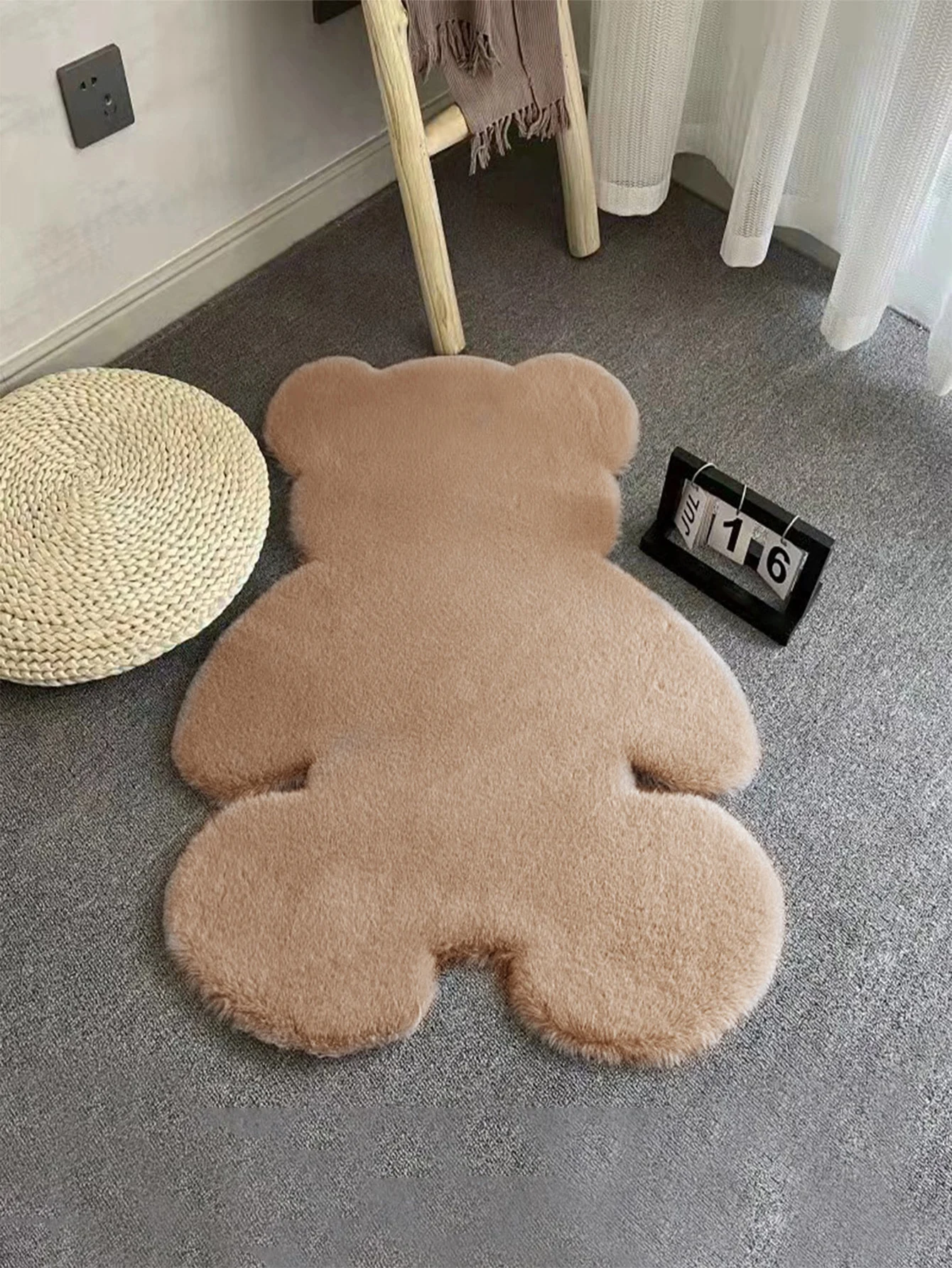 귀여운 곰 모양 모조 토끼 헤어 카펫, 부드럽고 편안한 귀여운 카펫, 어린이 방 거실 침실에 적합