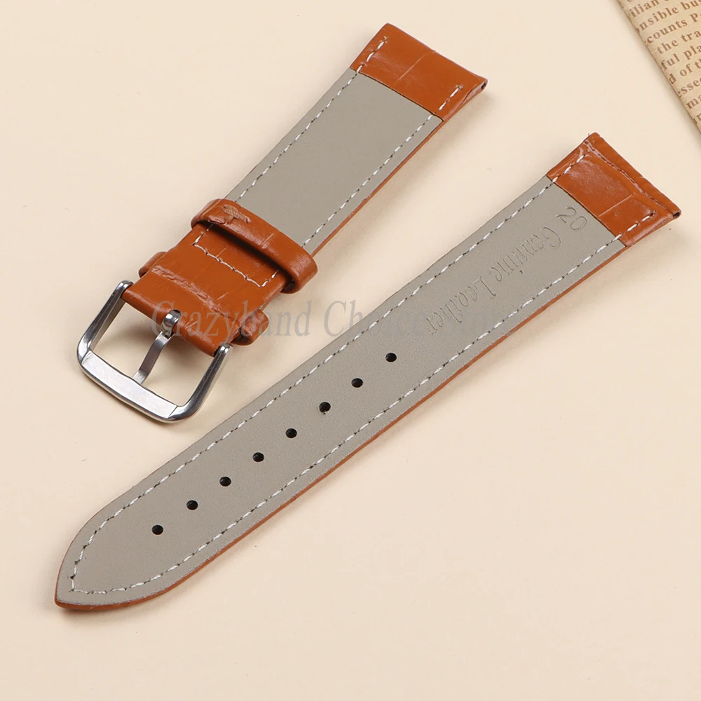 Elegant Leather Watch Band with Detailed Stitching - Premium Business Strap