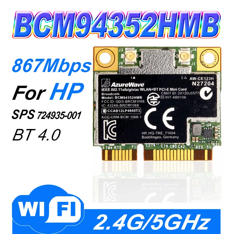 Dual Band Broadcom BCM94352HMB 867Mbps Mini PCI-E Wifi Network Card AW-CE123H 