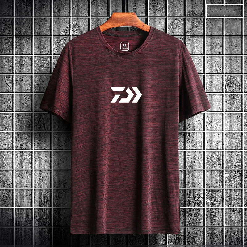 Daiwa Summer Outdoor Ice Silk High Stretch Men's Fishing T-Shirts Tum-Down  Short Sleeve Quick Dry Shirt Running Fishing Clothing - AliExpress