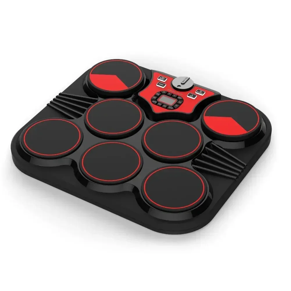 Desktop Electronic Drum Dual Touch Pad Removable Headphones Portable Tambourine Beginners Practice