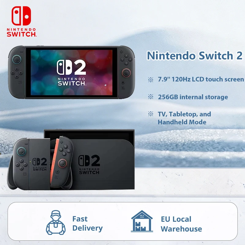 Nouvelle console de jeu Nintendo Switch 2 édition européenne NS2, console de jeu portable, écran tactile LCD de 7,9 pouces, stockage de 256 Go, design magnétique, fréquence d'images jusqu'à 120 ips, résolution 4K 1