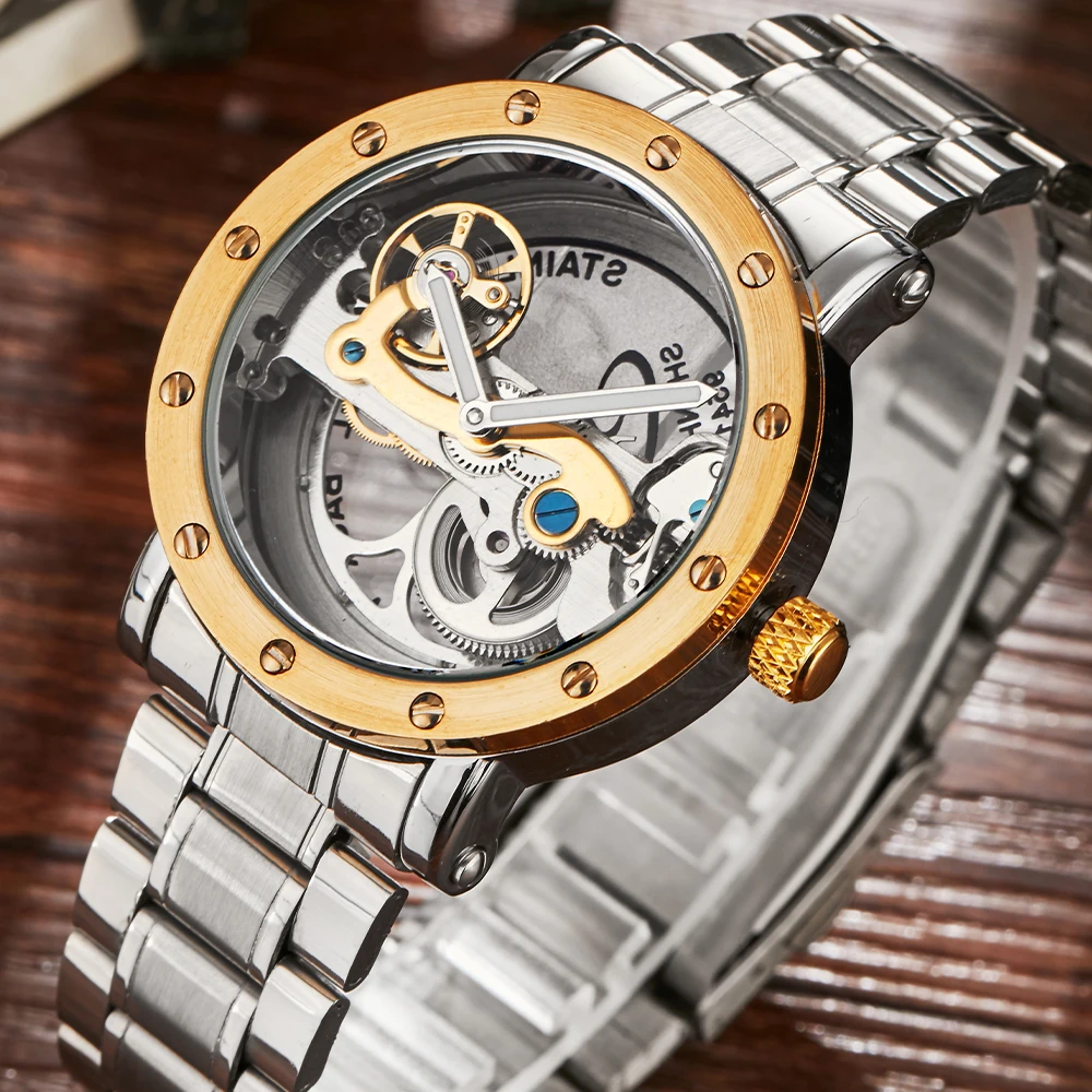 MECHANICAL AUTOMATIC WATCHES MAN WATERPROOF WRIST WATCH For Men LUXURY SKELETON MALE CLOCK STAINLESS STEEL SELF WIND Mens Watch - 3