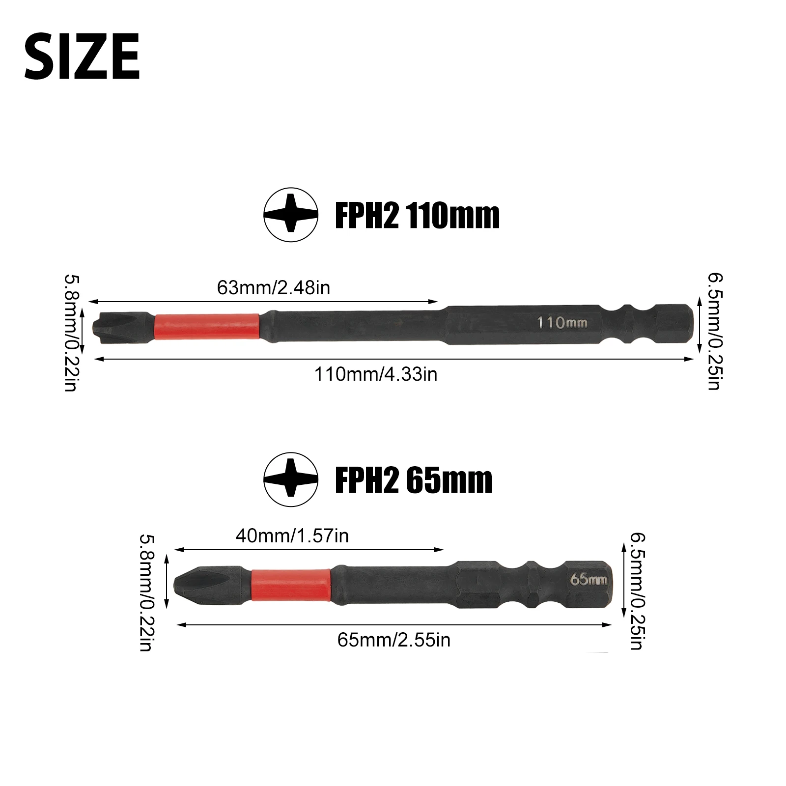 

6Pcs Screwdriver Bits FPH2 65/110mm Magnetic Special Slotted Cross Head For Electrician Socket Switch Circuit Breakers Repairing