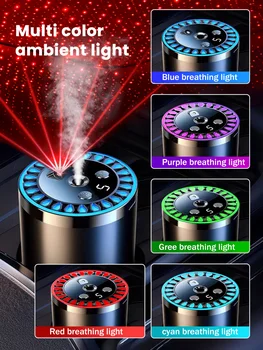 Rechargeable Multi-Color Light Romantic Starlight Lamp, Car-Mounted Aroma Diffuser with 5 Types of Aroma Essential Oils 1