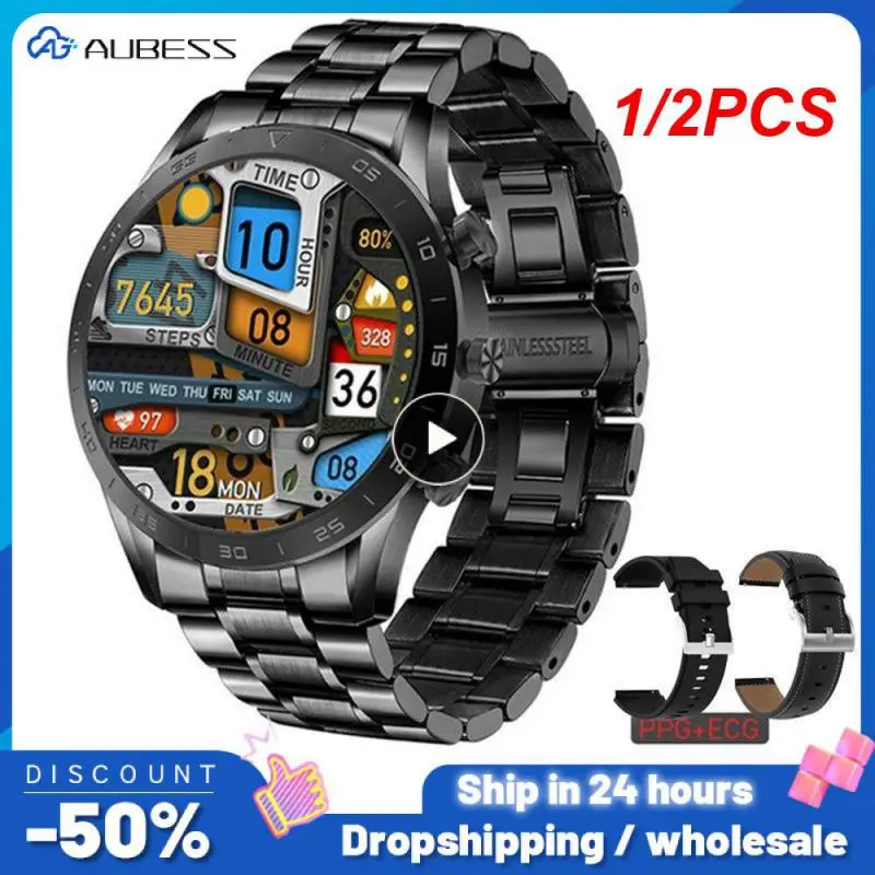 

1/2PCS Smartwatch Man AMOLED Full Touch Screen Dial Contacts Sync Heart Rate Healthy Sport Watches Man Smart Watch Men