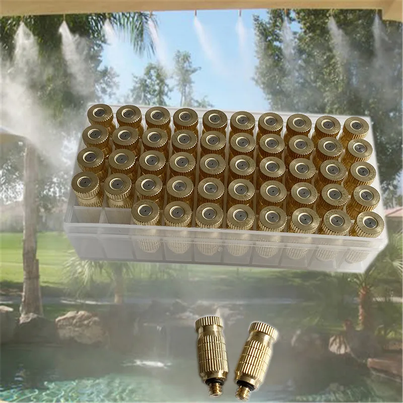 A04 High Quality 50pcs High Pressure Brass Fog Mist Nozzle Fogging Spray Head 10/24 Male Threaded 0.1- 0.8mm Orifice Fog Nozzles