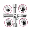 1pcs 4 Way Universal Cross Triangle Wrench KEY for Train Electrical Elevator Cabinet Valve Alloy Triangle 6