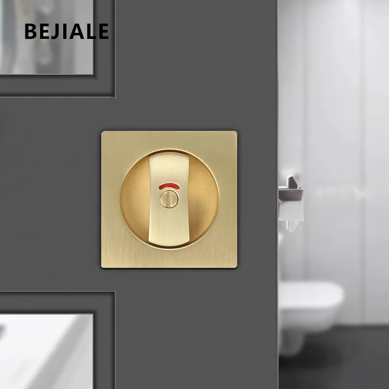 Window Door Locks Square Indication Push-pull Door Lock Bathroom Embedded Sliding Door Invisible Hook Lock No Indication