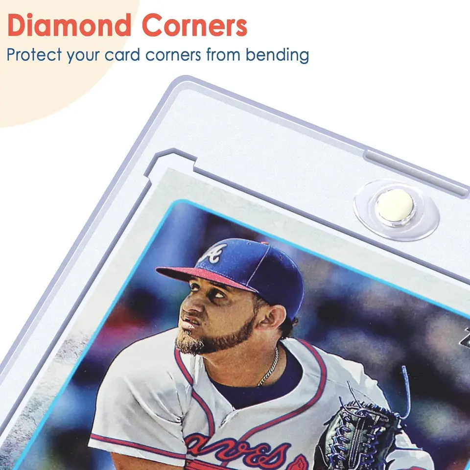 Set 12 Custodie Magnetiche In Acrilico Per Carte Collezionabili, Con Supporti Da Tavolo, Trasparenti Blu, Per Baseball, Basket, Yu-Gi-Oh! - 2