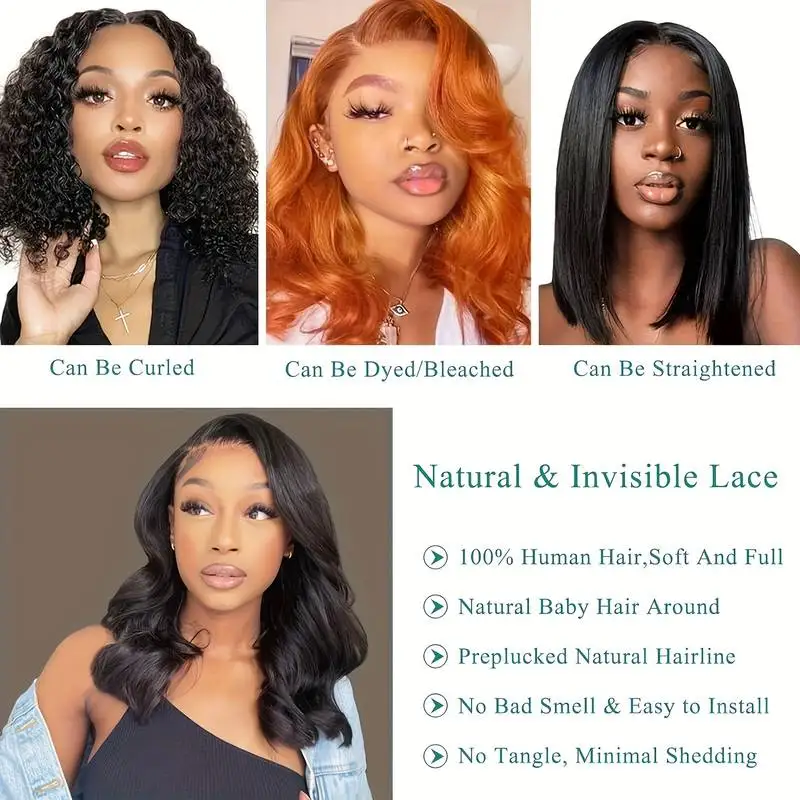 5x5 Bob Body Wig Human Hair Wigs 18 inch Natural HD Lace Frontal Wigs Human Hair 220 density Pre-cut Brazilian wigs For women