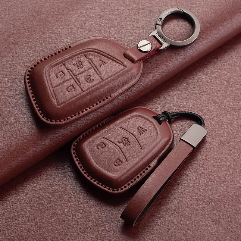 Premium Leather Car Key Case Cover - Elegant and Durable Key Accessory