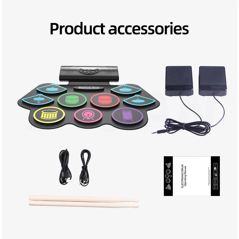 MD862M Electronic Drum Electronic Roll Up MIDI Drum Kit with Drumsticks & Power Supply Dropshipping 483&times;324mm portable drum pad virtual drum kit