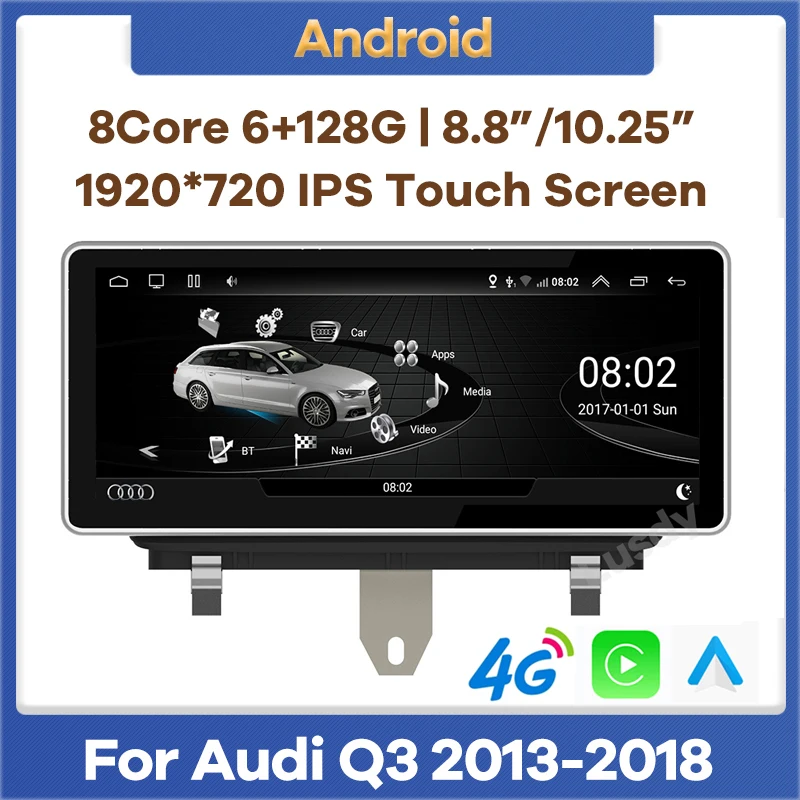 

Автомагнитола 10,25 дюймов, 6 ГБ + 128 Гб, Android 13, мультимедийный плеер с GPS-навигацией для Audi Q3 2013-2018, автомобильный стерео видеопроигрыватель с экраном
