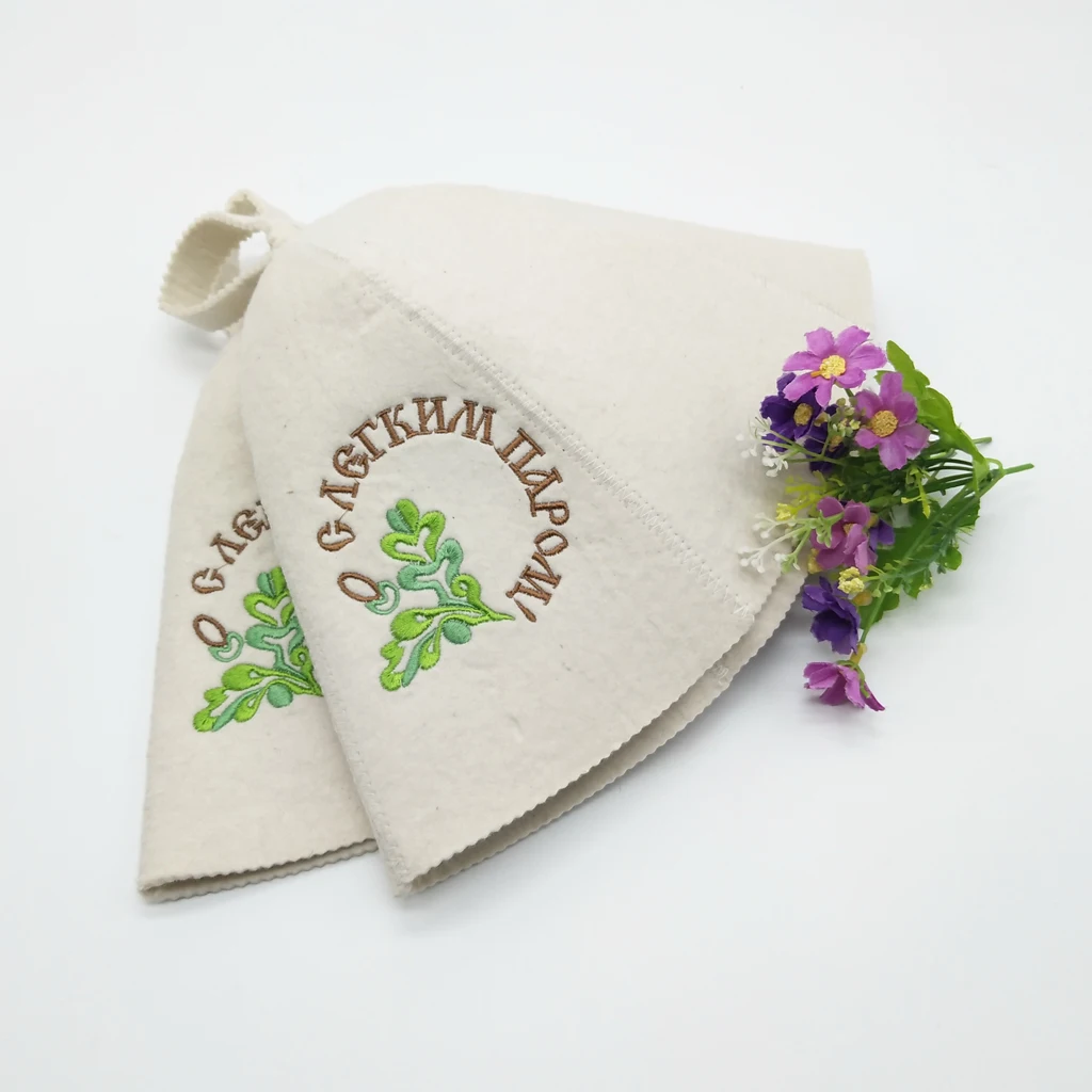Sauna Hats 100% Pure Wool Felt Sauna Hat soft hat Russian Banya Leaves Pattern For Shower Felt Head Protection for Men Women Kids 6 Types