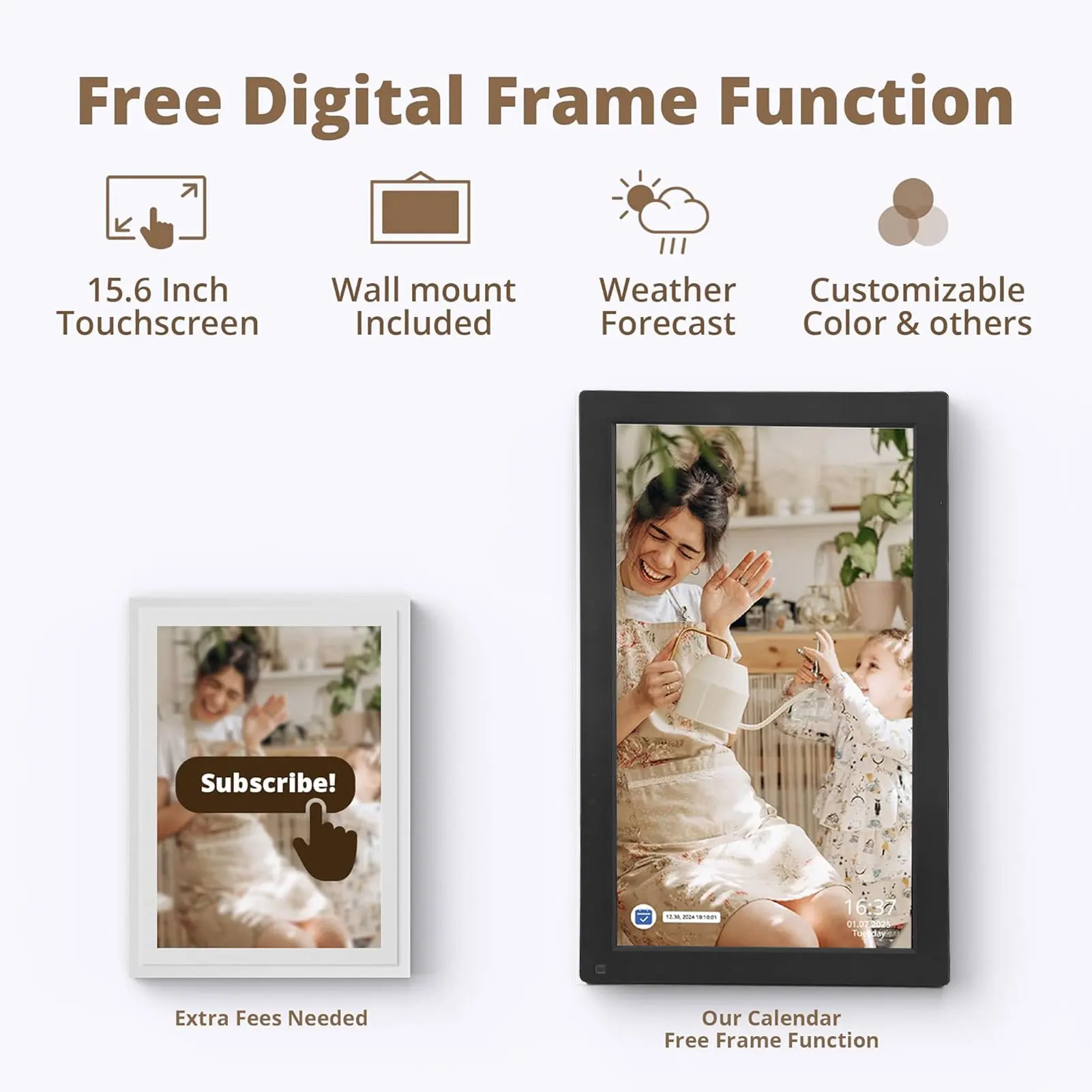 【HOT】32GB Digital Calendar 15.6 Inch Interactive Touchscreen Desktop Wall Mount APP Control Digital Family Planner Calendar