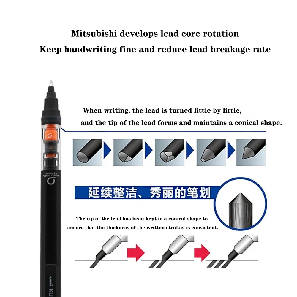 Japan UNI Mechanical Pencil KURUTOGA 0.5mm Non Breakable Lead Drawing Activity Pencil M5-452 School Art Supplies 3